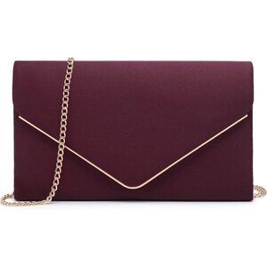 Women Wine Faux Suede Clutch Evening Sparkly Cocktail Wedding Purse